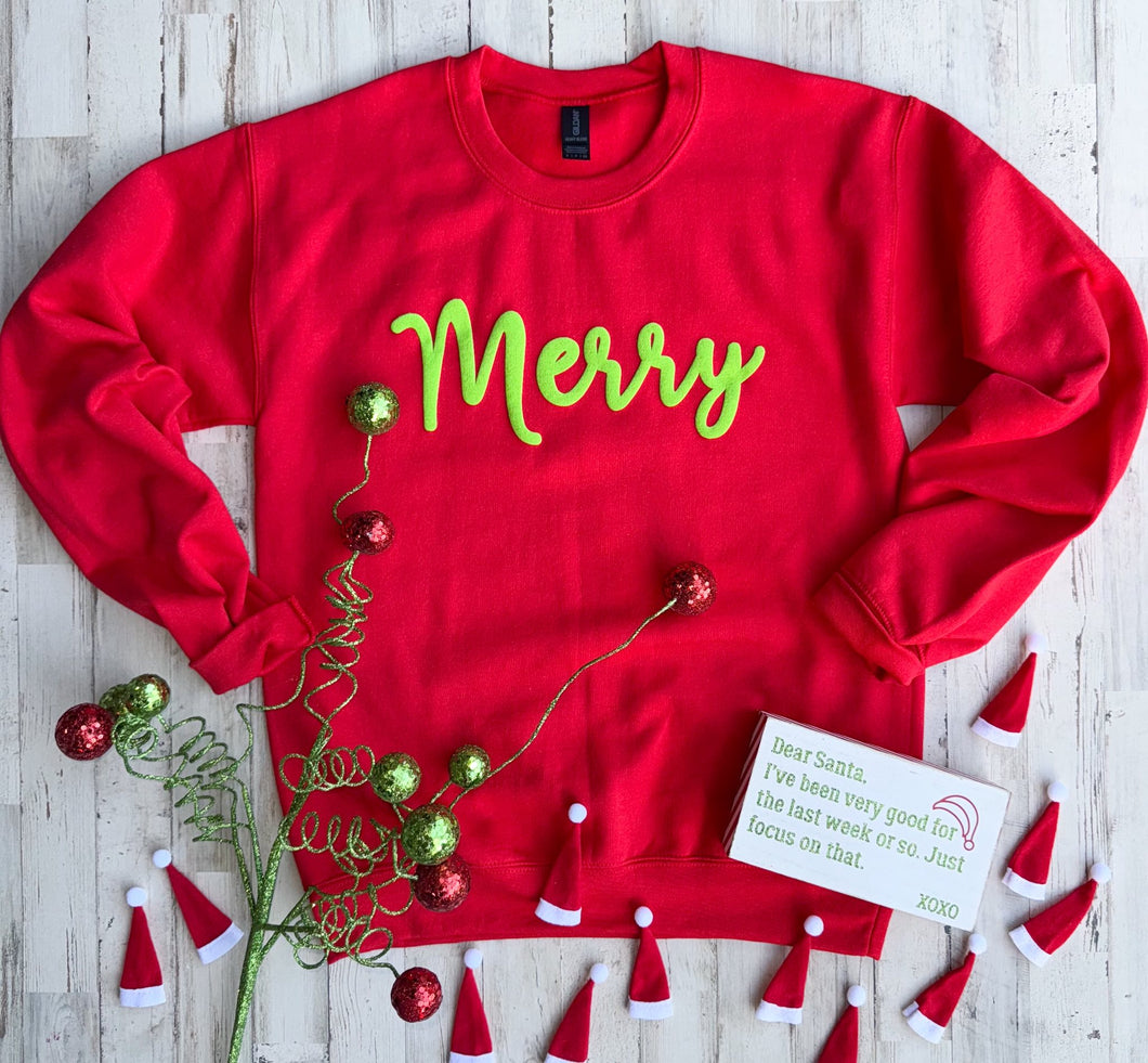 Merry (Puff) Christmas Sweatshirt - PREORDER
