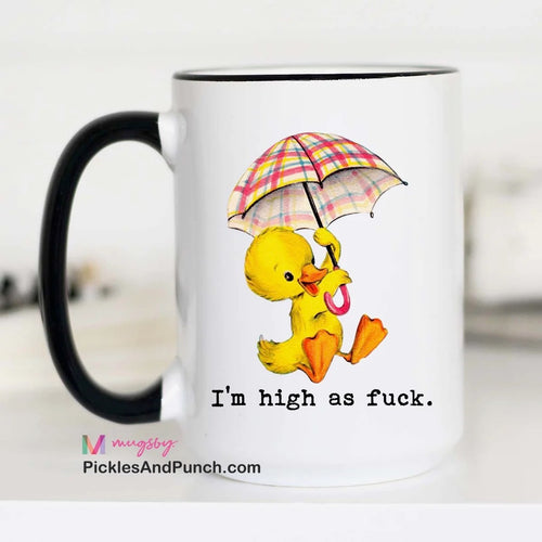 I'm high as fuck duck with umbrella flying vintage childhood memories storybook 
