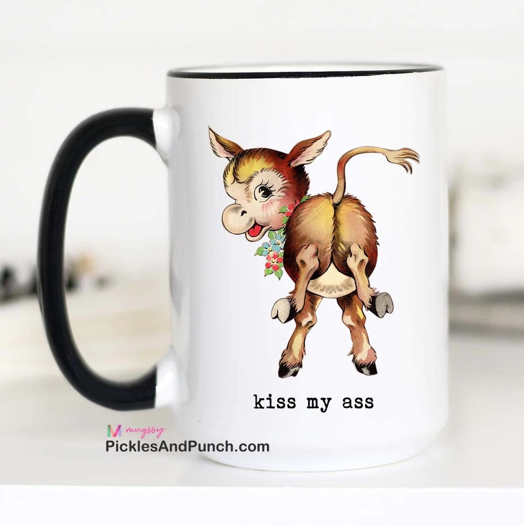 Kiss My Ass Donkey Kicking Mug vintage childhood story book memories