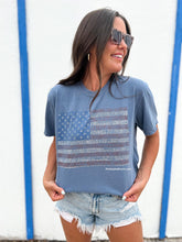 Load image into Gallery viewer, Linen Flag Patriotic Tee (Unisex Design) - LAST ONE (Small)
