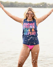 Load image into Gallery viewer, Float, Drink, Tan, &amp; Repeat Tank  I love this tank and how perfect it is for summer!!
