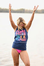 Load image into Gallery viewer, Float, Drink, Tan, &amp; Repeat Tank  I love this tank and how perfect it is for summer!!