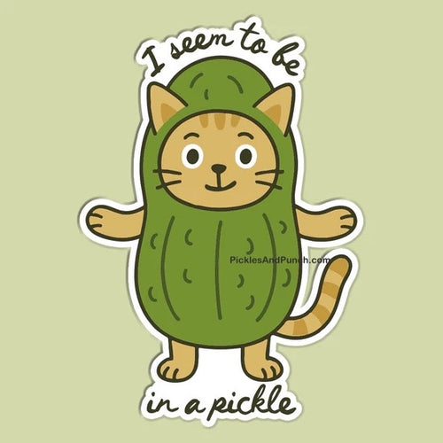 I Seem To Be In A Pickle Orange Cat Sticker Decal gift shop sticker shop sticker book sticker collector ginger cat