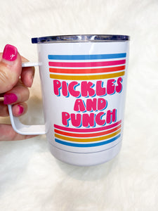 Short Travel Mug - Pickles and Punch Branded Retro 80's Travel Mug