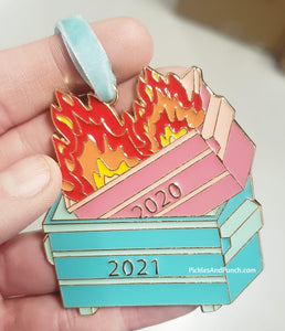  Did you get in on the dumpster fire ornament last year?  Well, it's been another trashy year, so we'll commemorate it with a dumpster fire in a dumpster ornament! Mugsby 2020 dumpster fire 2021 ornament
