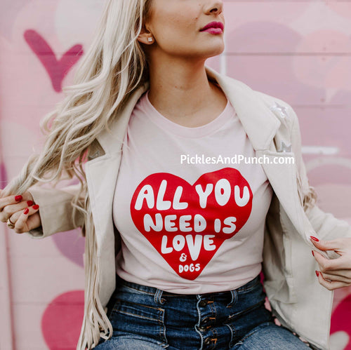 All You Need Is Love And Dogs  How adorable are these shirts?  Perfect for Valentine's Day but also a very appropriate shirt for everyday wear all year long! dog mom dog lover 