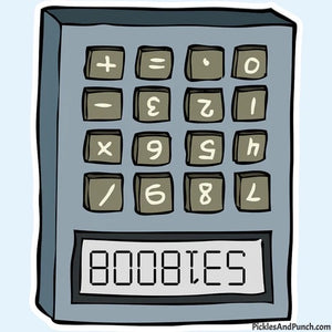 boobies calculator trick flashback to childhood sticker decal