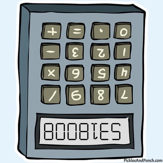 boobies calculator trick flashback to childhood sticker decal
