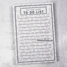 Load image into Gallery viewer, Do Not Want To Do List Notepad  Get organized and easily keep important notes and reminders nearby with this notepad.   Details: *50 sheets * 8.25 x 5.75 inches *each sheet has design on it *These notepads do not have a sticky component to them planner journal notepad