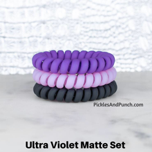 Load image into Gallery viewer, hotline hair ties ouchless no crease no headache no damage shrinkable heat shrinkable hair bands ultra violet matte purple set