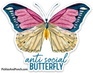 anti social antisocial butterfly sticker social butterfly large vinyl sticker laptop sticker large oversized sticker