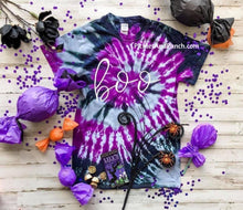 Load image into Gallery viewer, halloween boo tie dye purple gray black