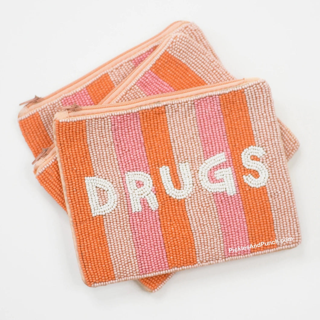 drugs seed bag Hand sewn seed bead bags Zipper Closure to match Back of the bag is made of satin fabric Inside lined with matching satin
