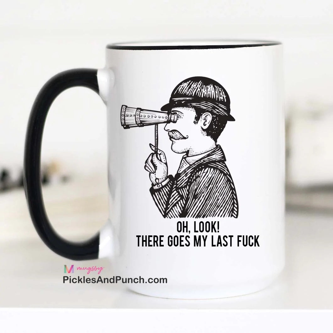 Oh Look! There Goes My Last Fuck binoculars retro vintage mug