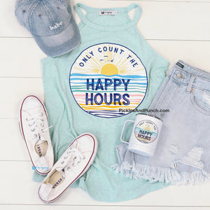 only count the happy hours halter tank flattering style vacation vibes summer time 
