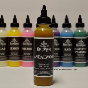 Sandalwood - Squeeze Wax  Very rich woods, spice. Start off light when mixing. Blends perfect with Vanilla and Lavender! 