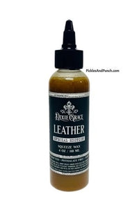 Leather - Squeeze Wax  No mix. No blend. Not toned down. This is a strong leather scent. Imagine a leather shop. A little will go a very long way. Blends nicely to tone down the strong leather scent. 